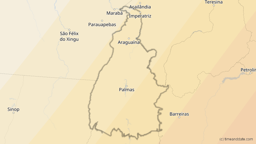 A map of Tocantins, Brasilien, showing the path of the 10. Mär 2081 Ringförmige Sonnenfinsternis