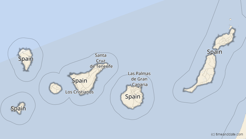 A map of Kanarische Inseln, Spanien, showing the path of the 10. Mär 2081 Ringförmige Sonnenfinsternis