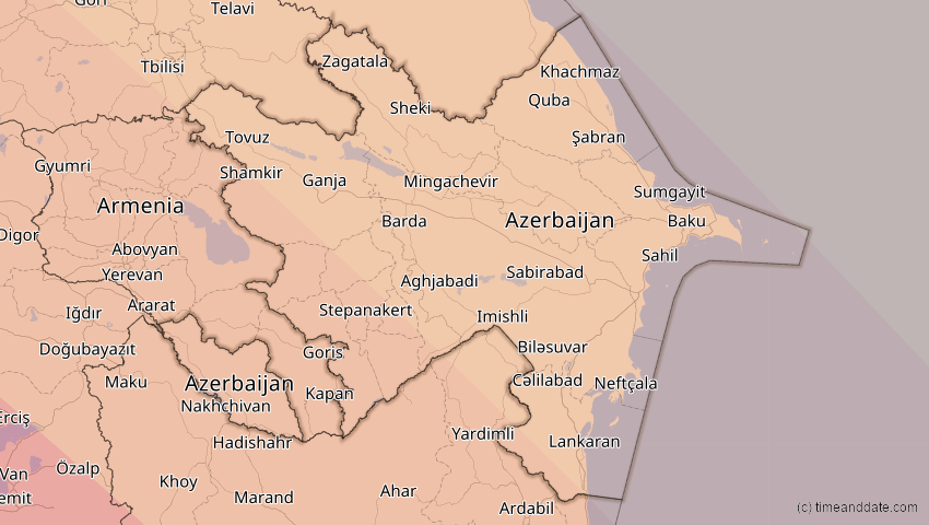 A map of Aserbaidschan, showing the path of the 3. Sep 2081 Totale Sonnenfinsternis