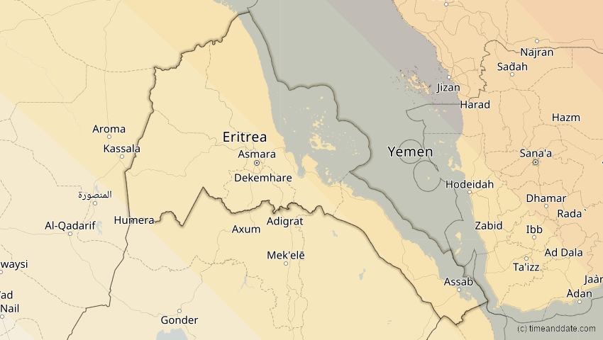 A map of Eritrea, showing the path of the 3. Sep 2081 Totale Sonnenfinsternis