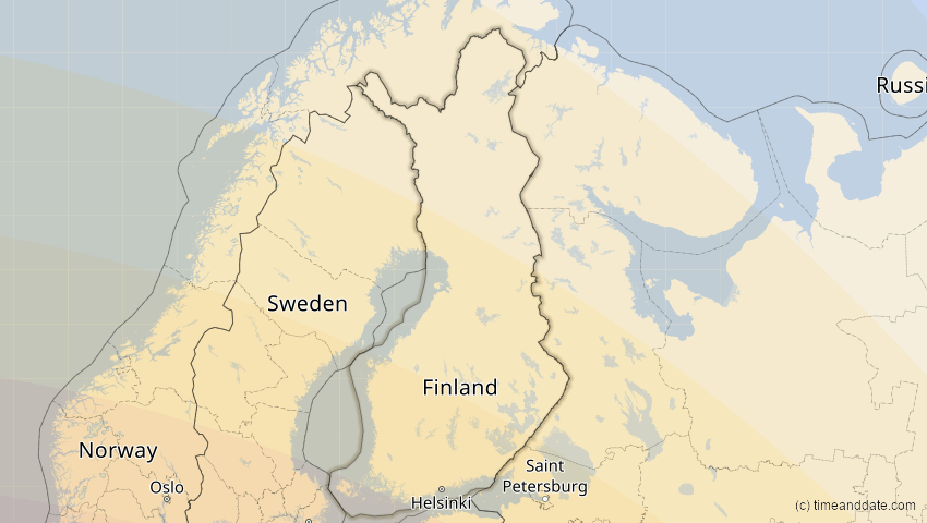 A map of Finnland, showing the path of the 3. Sep 2081 Totale Sonnenfinsternis