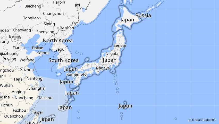 A map of Japan, showing the path of the 3. Sep 2081 Totale Sonnenfinsternis