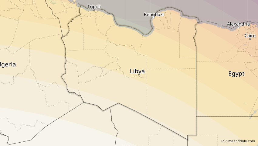 A map of Libyen, showing the path of the 3. Sep 2081 Totale Sonnenfinsternis