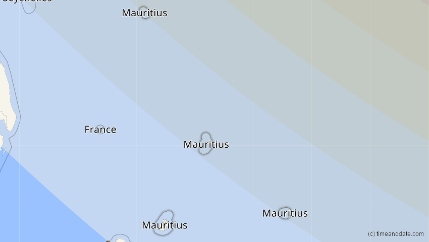 A map of Mauritius, showing the path of the 3. Sep 2081 Totale Sonnenfinsternis