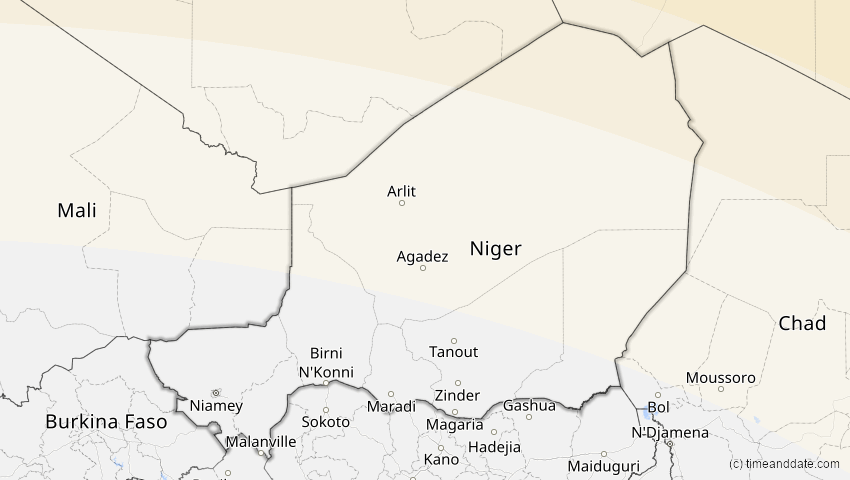 A map of Niger, showing the path of the 3. Sep 2081 Totale Sonnenfinsternis