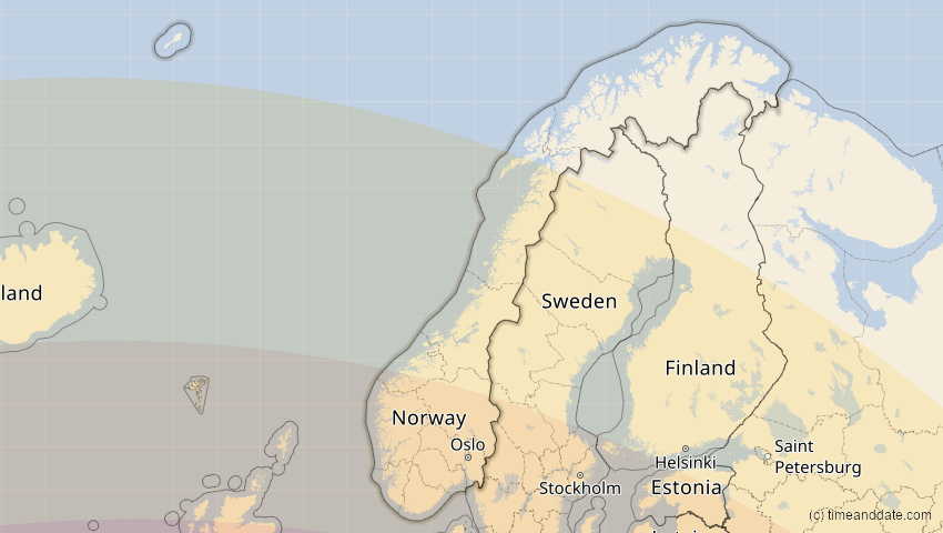 A map of Norwegen, showing the path of the 3. Sep 2081 Totale Sonnenfinsternis
