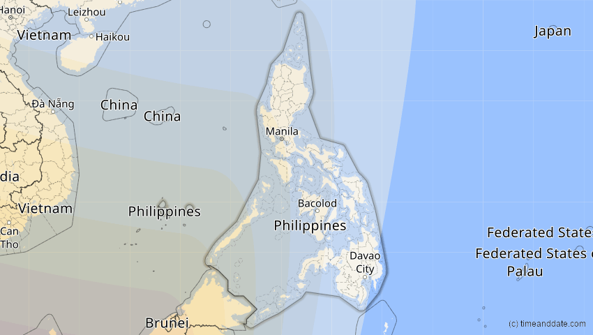 A map of Philippinen, showing the path of the 3. Sep 2081 Totale Sonnenfinsternis