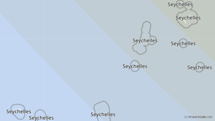 A map of Seychellen, showing the path of the 3. Sep 2081 Totale Sonnenfinsternis