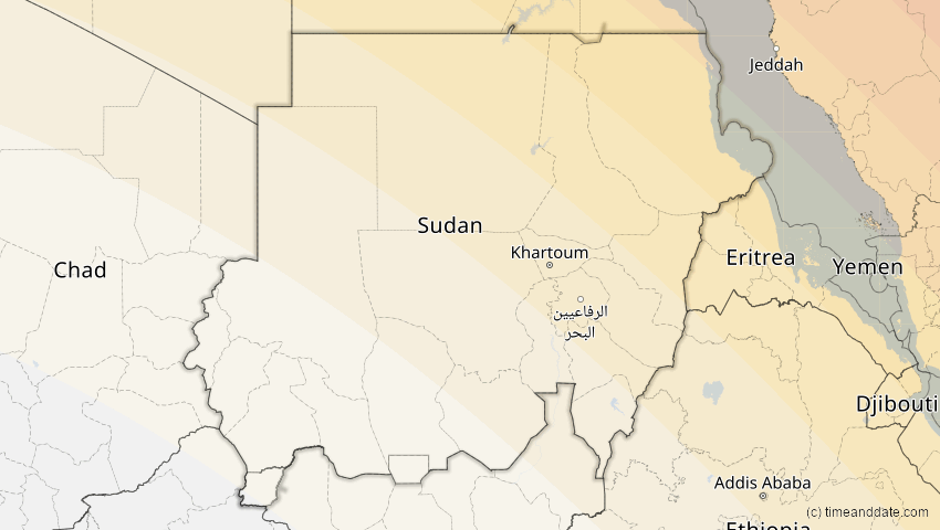 A map of Sudan, showing the path of the 3. Sep 2081 Totale Sonnenfinsternis