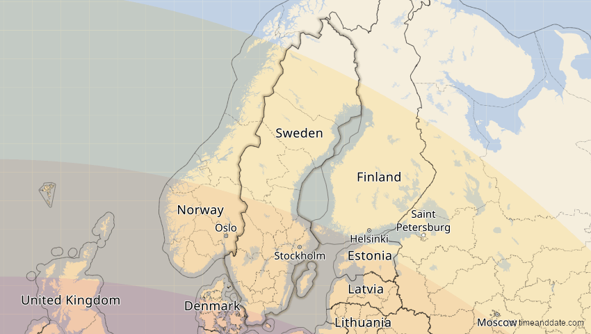 A map of Schweden, showing the path of the 3. Sep 2081 Totale Sonnenfinsternis