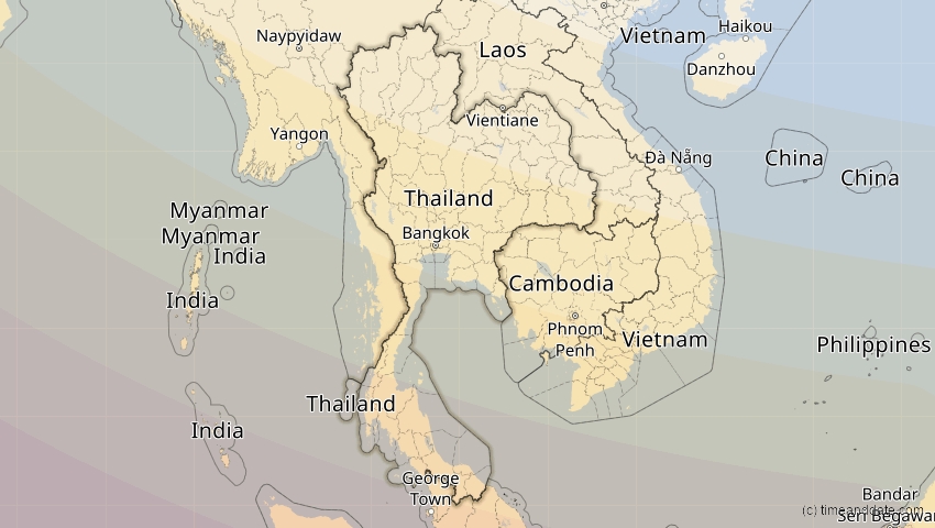 A map of Thailand, showing the path of the 3. Sep 2081 Totale Sonnenfinsternis