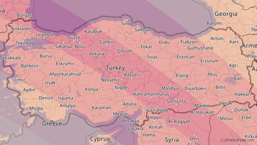 A map of Türkei, showing the path of the 3. Sep 2081 Totale Sonnenfinsternis