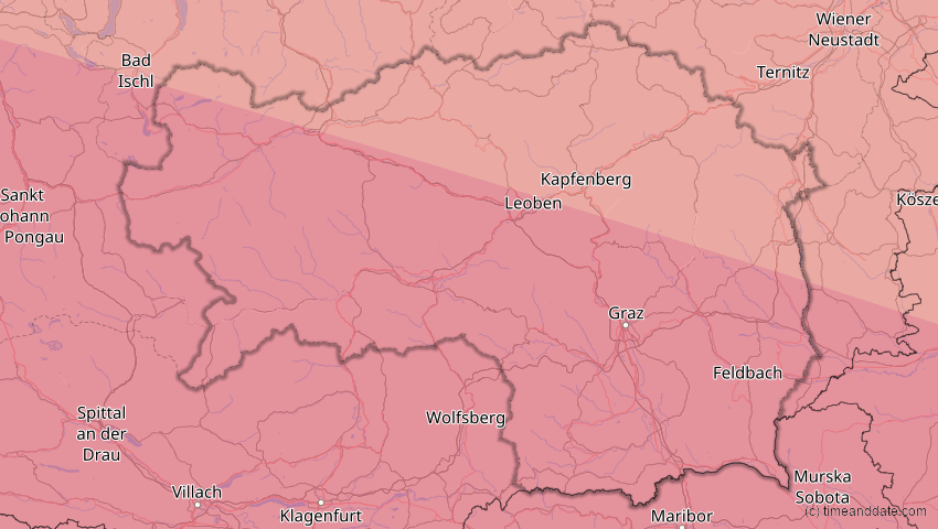 A map of Steiermark, Österreich, showing the path of the 3. Sep 2081 Totale Sonnenfinsternis