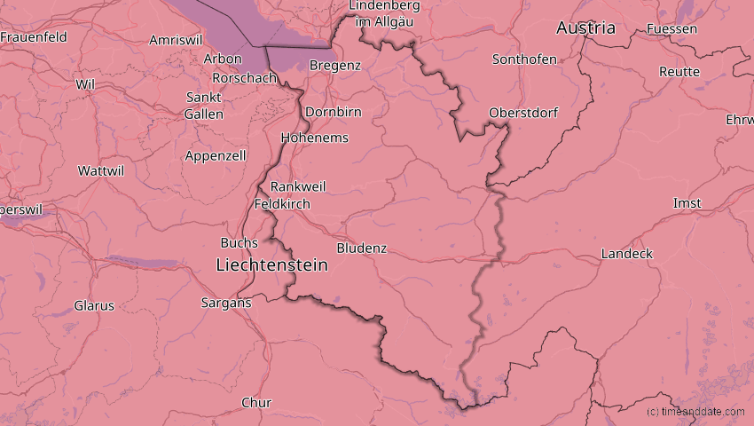A map of Vorarlberg, Österreich, showing the path of the 3. Sep 2081 Totale Sonnenfinsternis