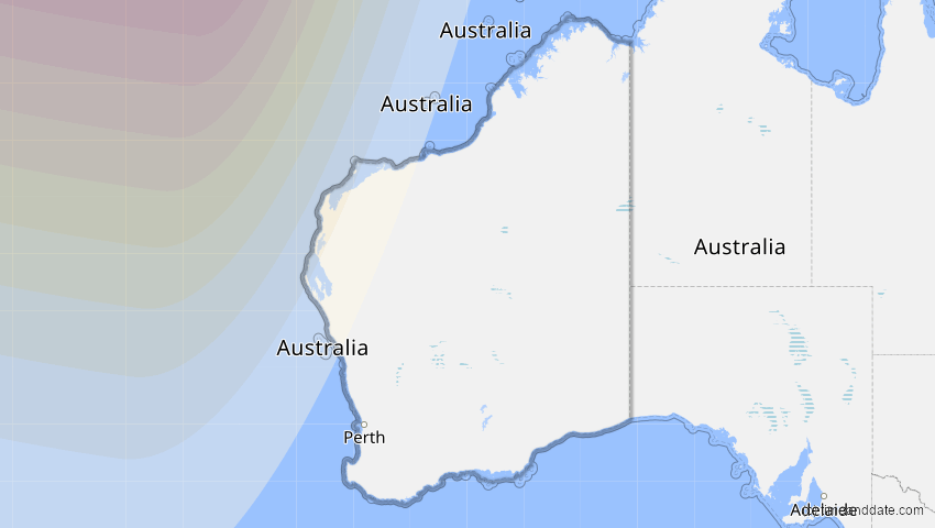 A map of Western Australia, Australien, showing the path of the 3. Sep 2081 Totale Sonnenfinsternis