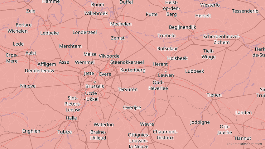 A map of Flämisch-Brabant, Belgien, showing the path of the 3. Sep 2081 Totale Sonnenfinsternis