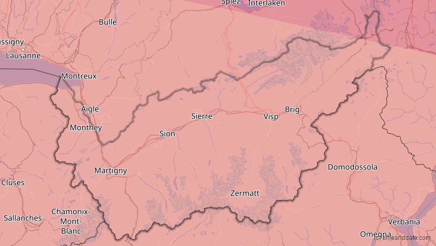 A map of Wallis, Schweiz, showing the path of the 3. Sep 2081 Totale Sonnenfinsternis