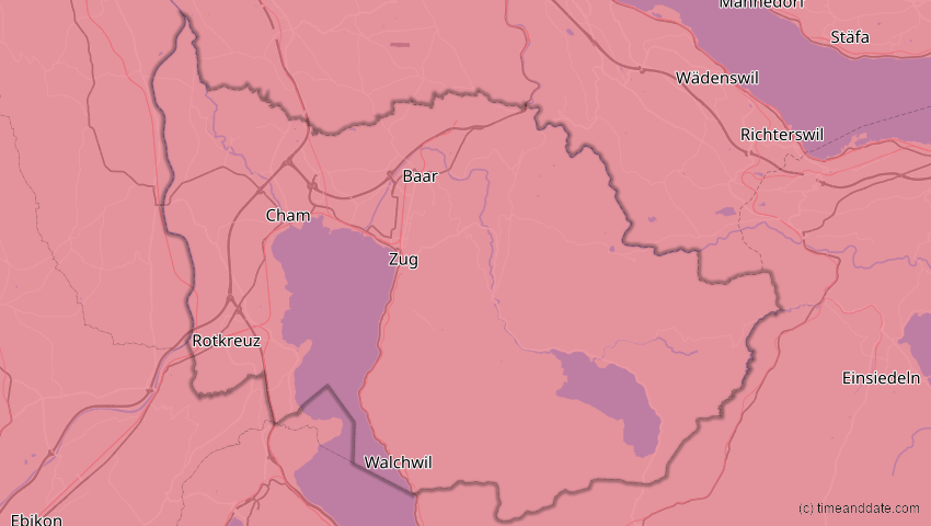 A map of Zug, Schweiz, showing the path of the 3. Sep 2081 Totale Sonnenfinsternis