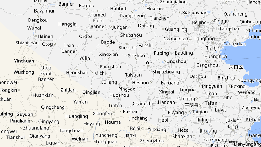 A map of Shanxi, China, showing the path of the 3. Sep 2081 Totale Sonnenfinsternis