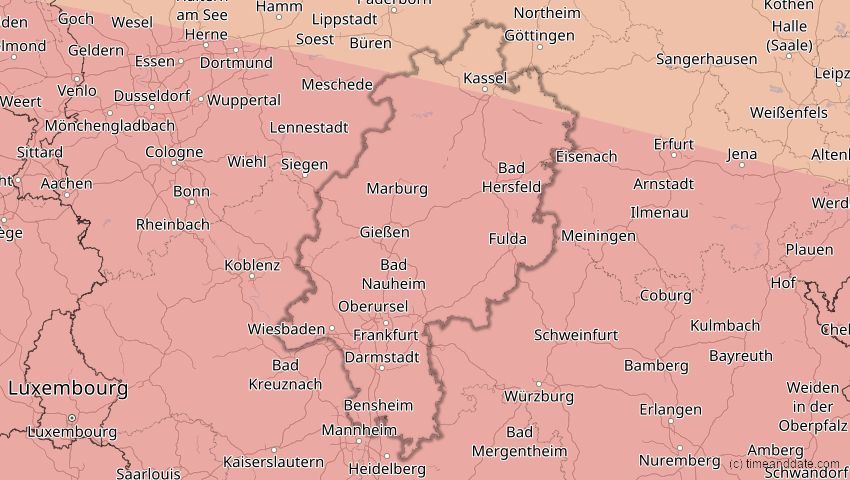 A map of Hessen, Deutschland, showing the path of the 3. Sep 2081 Totale Sonnenfinsternis