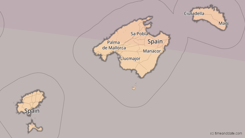 A map of Balearische Inseln, Spanien, showing the path of the 3. Sep 2081 Totale Sonnenfinsternis