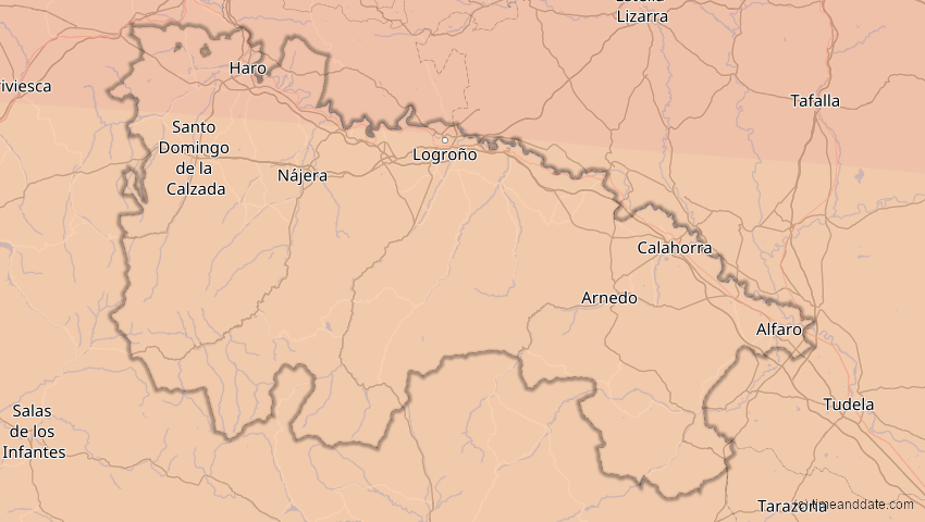 A map of Rioja, Spanien, showing the path of the 3. Sep 2081 Totale Sonnenfinsternis
