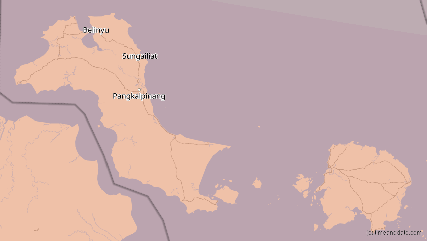 A map of Bangka-Belitung, Indonesien, showing the path of the 3. Sep 2081 Totale Sonnenfinsternis