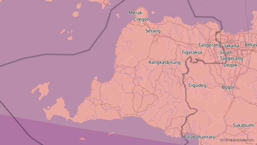 A map of Banten, Indonesien, showing the path of the 3. Sep 2081 Totale Sonnenfinsternis