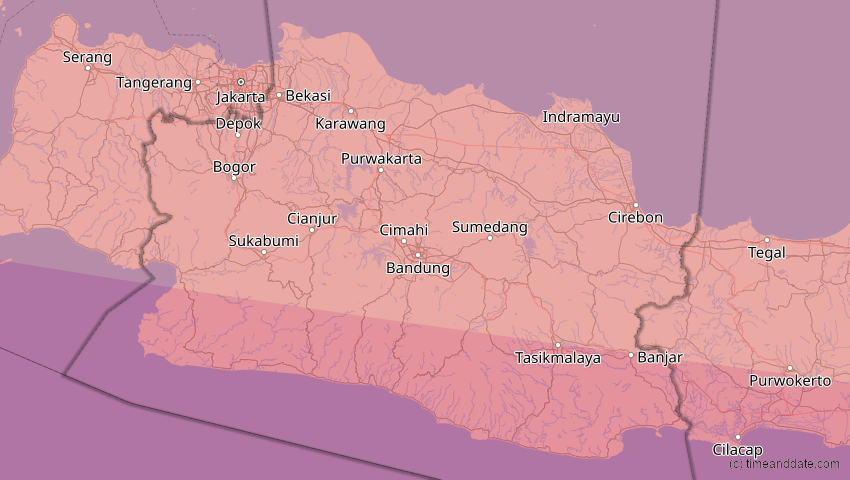 A map of Jawa Barat, Indonesien, showing the path of the 3. Sep 2081 Totale Sonnenfinsternis