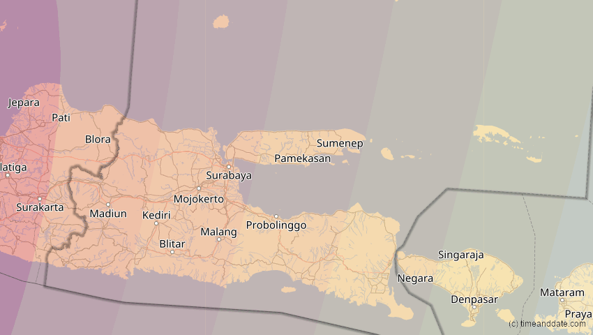 A map of Jawa Timur, Indonesien, showing the path of the 3. Sep 2081 Totale Sonnenfinsternis