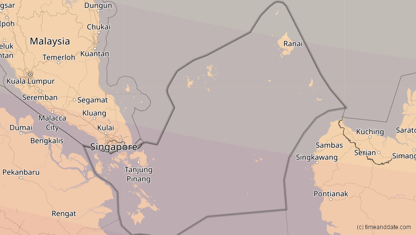 A map of Kepulauan Riau, Indonesien, showing the path of the 3. Sep 2081 Totale Sonnenfinsternis