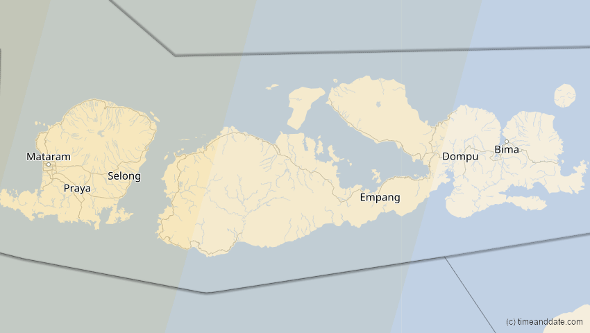 A map of Nusa Tenggara Barat, Indonesien, showing the path of the 3. Sep 2081 Totale Sonnenfinsternis