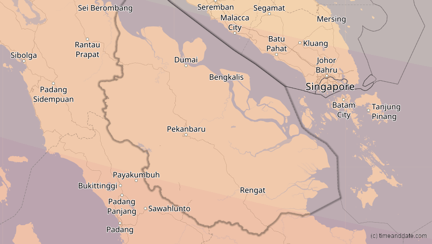 A map of Riau, Indonesien, showing the path of the 3. Sep 2081 Totale Sonnenfinsternis