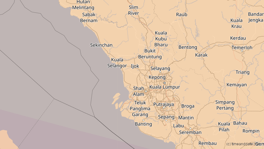 A map of Selangor, Malaysia, showing the path of the 3. Sep 2081 Totale Sonnenfinsternis