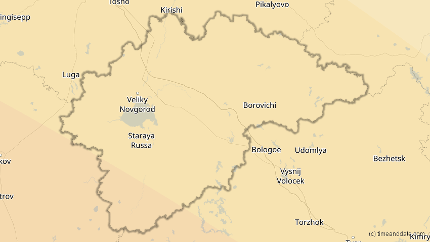 A map of Nowgorod, Russland, showing the path of the 3. Sep 2081 Totale Sonnenfinsternis