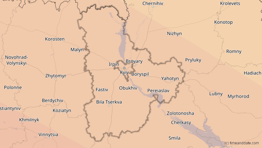A map of Kiew, Ukraine, showing the path of the 3. Sep 2081 Totale Sonnenfinsternis
