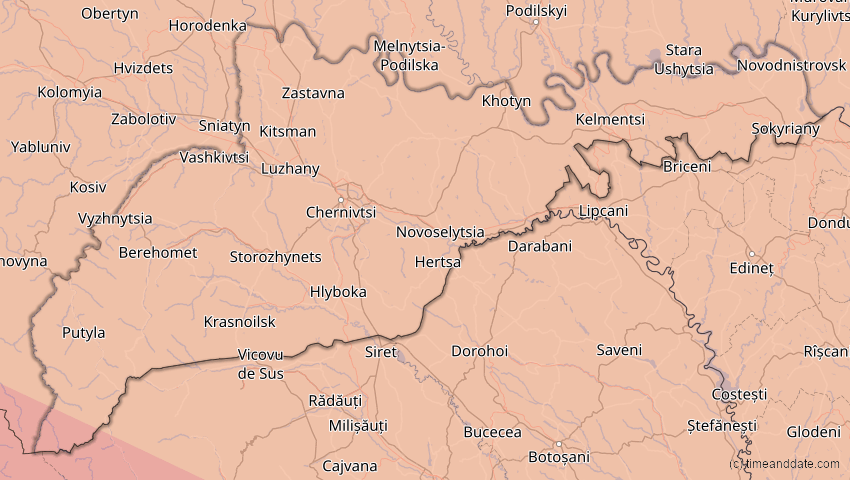 A map of Tscherniwzi, Ukraine, showing the path of the 3. Sep 2081 Totale Sonnenfinsternis