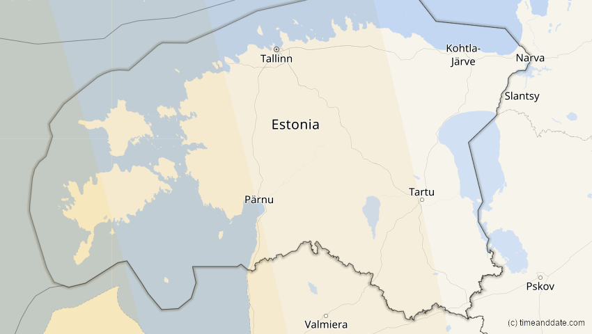 A map of Estland, showing the path of the 27. Feb 2082 Ringförmige Sonnenfinsternis