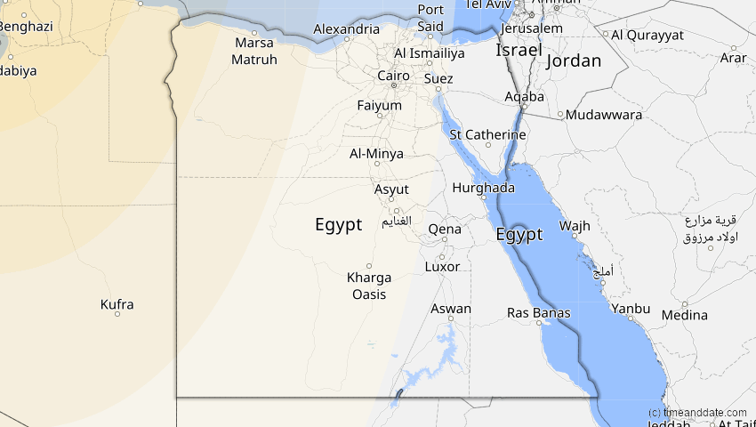 A map of Ägypten, showing the path of the 27. Feb 2082 Ringförmige Sonnenfinsternis