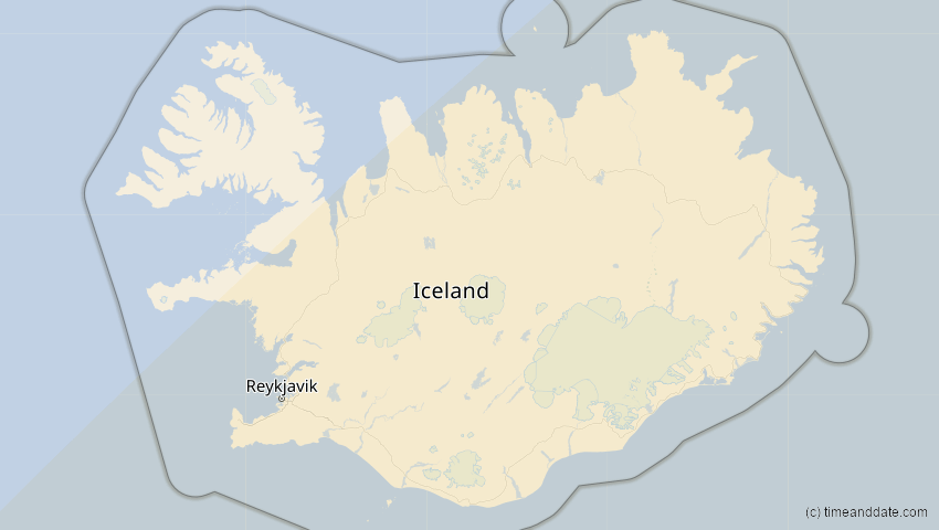 A map of Island, showing the path of the 27. Feb 2082 Ringförmige Sonnenfinsternis