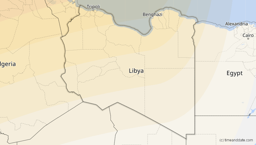A map of Libyen, showing the path of the 27. Feb 2082 Ringförmige Sonnenfinsternis