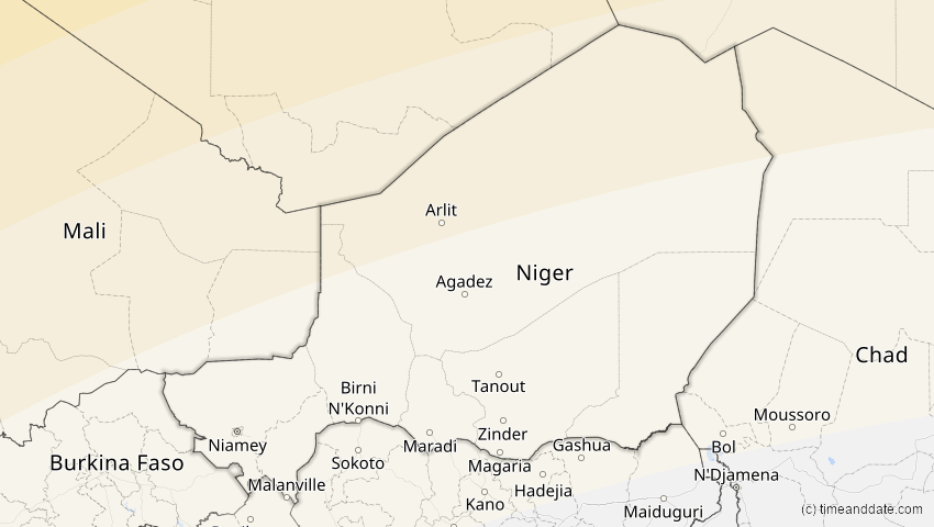 A map of Niger, showing the path of the 27. Feb 2082 Ringförmige Sonnenfinsternis