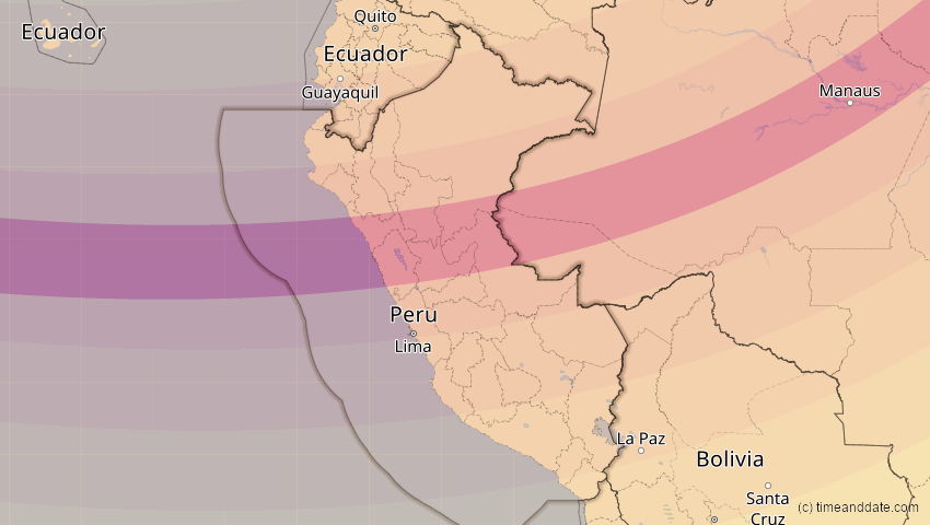 A map of Peru, showing the path of the 27. Feb 2082 Ringförmige Sonnenfinsternis