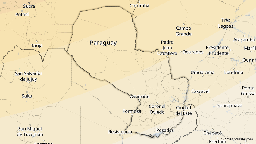 A map of Paraguay, showing the path of the 27. Feb 2082 Ringförmige Sonnenfinsternis