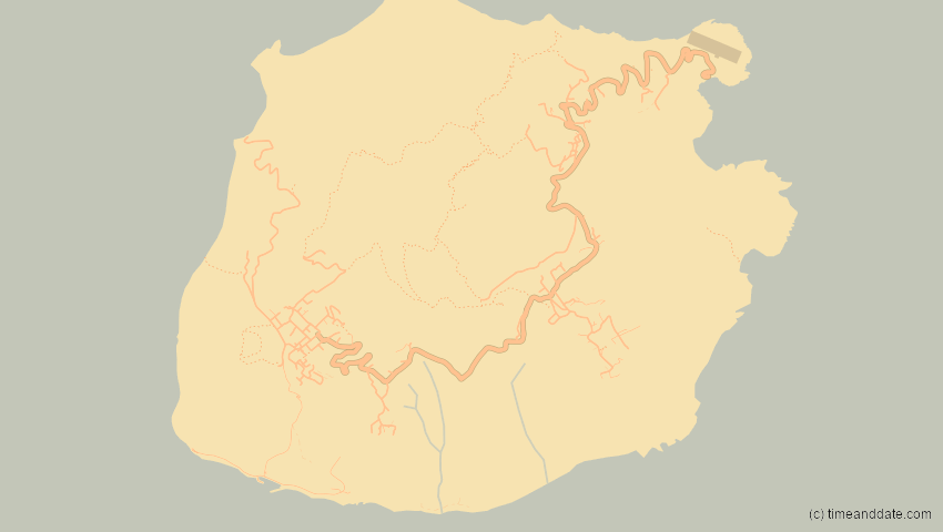 A map of Saba, Niederlande, showing the path of the 27. Feb 2082 Ringförmige Sonnenfinsternis