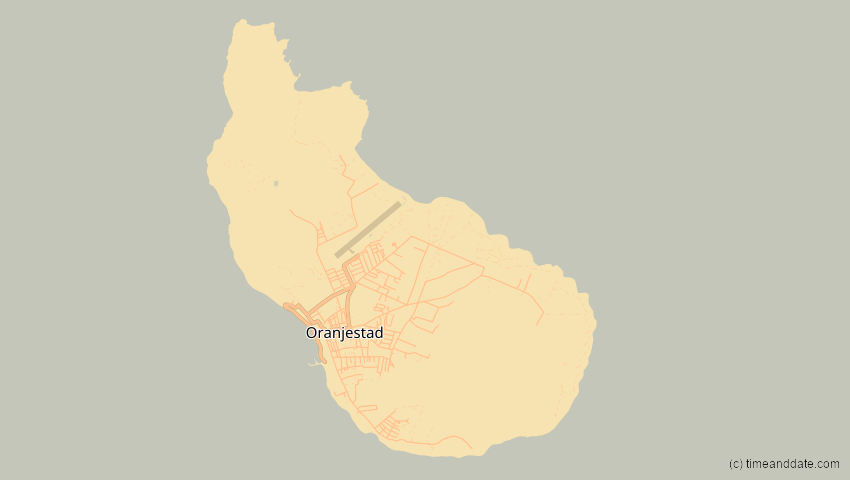 A map of Sint Eustatius, Niederlande, showing the path of the 27. Feb 2082 Ringförmige Sonnenfinsternis