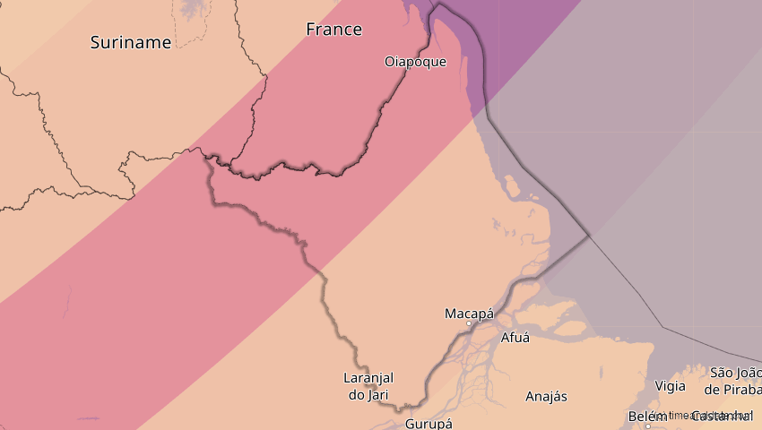 A map of Amapá, Brasilien, showing the path of the 27. Feb 2082 Ringförmige Sonnenfinsternis