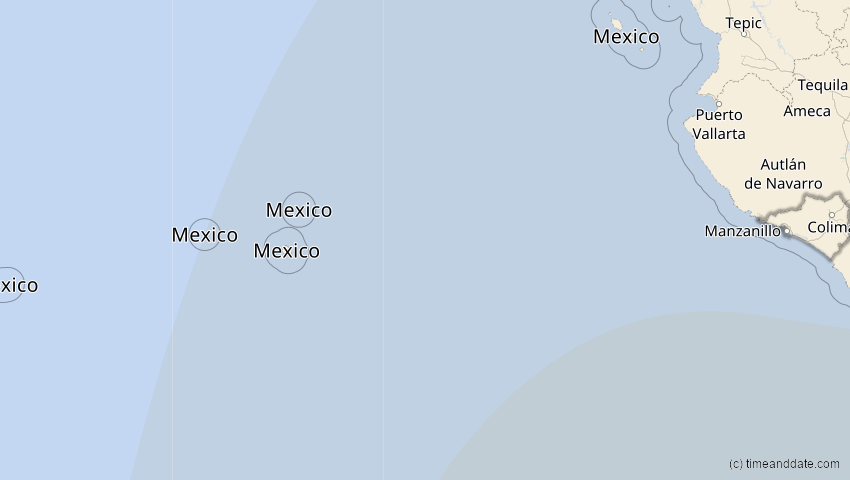 A map of Colima, Mexiko, showing the path of the 27. Feb 2082 Ringförmige Sonnenfinsternis