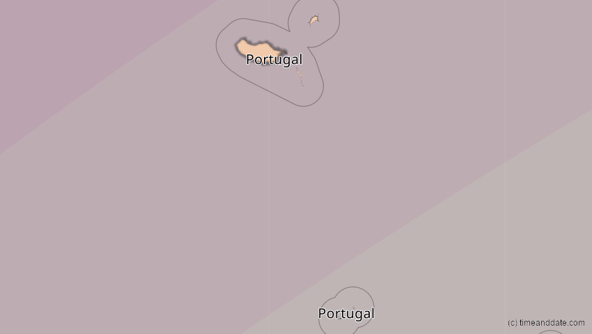 A map of Madeira, Portugal, showing the path of the 27. Feb 2082 Ringförmige Sonnenfinsternis