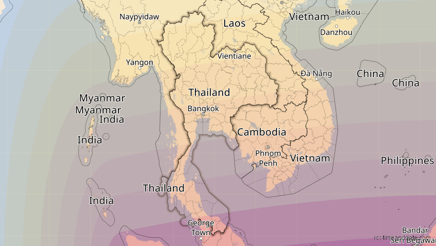 A map of Thailand, showing the path of the 24. Aug 2082 Totale Sonnenfinsternis
